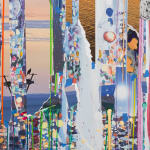 Image of Sarah Sze collaged painting