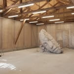 image of Mark Manders sculpture inside of barn