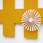 orange criss cross wall sculpture
