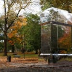 mirrored monument covered