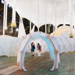 sculpture installation inside armory