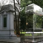 mirrored monument covered