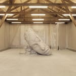 image of Mark Manders sculpture inside of barn