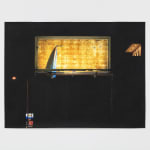 Karyn Olivier's printed photograph of a glowing ad structure against a dark night background