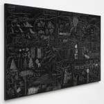 a black and white panel drawing of how to draw a landscape on a white wall