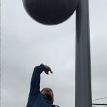 image of tetherball sculpture outside