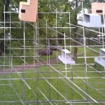 highline installation of bird houses