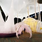 sculpture installation inside armory