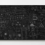 a black and white panel drawing of how to draw a tea cup on a white wall