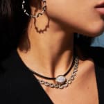 BECK, Oak vintage horn button earrings with pearl