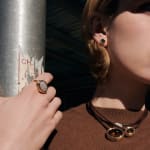 BECK, Oak vintage horn button earrings with pearl