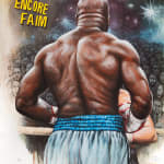 Estampe orignale de l'artiste Julien Beneyton représentant un boxeur de dos avec le texte "J'ai encore faim"