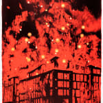 Sérigraphie de Myriam Mechita représentant une maison en feu