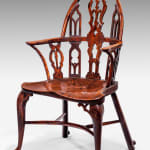 Pair of George II Yew, Elm and Ash Gothic Windsor Armchairs Thames Valley