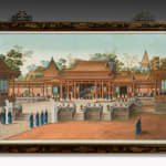 Pair of Chinese Export Gouaches depicting ‘The Emperor of China and his Court’ and ‘The Gardens and Pavilions of the Empress of China’ CHINESE EXPORT