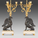 Pair of Louis XVI Three Branch Griffin Candlesticks after François Rémond, 1747-1812