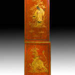 Coulborn antiques George II Scarlet Gilt-japanned Secretaire Cabinet Giles Grendey Lazcano