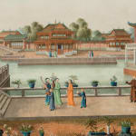 Pair of Chinese Export Gouaches depicting ‘The Emperor of China and his Court’ and ‘The Gardens and Pavilions of the Empress of China’ CHINESE EXPORT