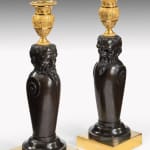 Pair of Empire Bronze and Ormolu Pair of Empire Bronze and Ormolu Candlesticks