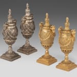 Two Pairs of Anglo-Indian Filigree Silver and Parcel Gilt Cassolettes after the model by Matthew Boulton