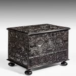 Coulborn antique late 17th or early 18th century carved Batavian ebony casket