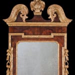 Coulborn antique George II Carved Giltwood and Walnut Veneered Mirror