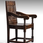 Coulborn antique Charles II Joined Oak Panel Back Open Armchair