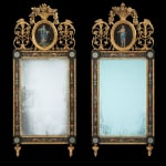 antique Coulborn pair of Neo-classical giltwood and tole-decorated mirrors