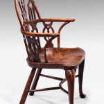 Pair of George II Yew, Elm and Ash Gothic Windsor Armchairs Thames Valley