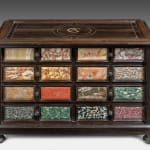 Ebony and Antique Marble-mounted Table Cabinet