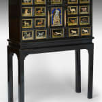 Coulborn antique 17th Century Italian Ebony and Pietra Dura Cabinet on Stand