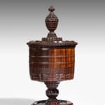 Coulborn antique 17th century Engine Turned Lignum Vitae Standing Cup and Cover and 12 dipping cups