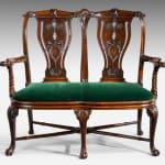 antique Coulborn Chinese Export padouk double chair back settee