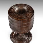 Coulborn antique 17th century Engine Turned Lignum Vitae Standing Cup and Cover and 12 dipping cups