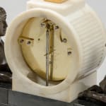 Patinated and Gilt Bronze Mounted Marble Mantel Timepiece