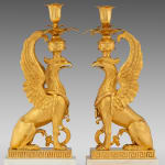 Pair of Griffin Candlesticks after the design by William Chambers (1726-96)