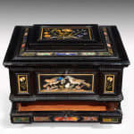 Coulborn antique Ebony Casket Mounted with Florentine Pietra Dura Panels and Specimen Marbles