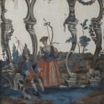 18th Century Chinese Export Reverse-Glass Painting: Courtship