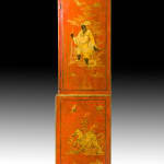 Coulborn antiques George II Scarlet Gilt-japanned Secretaire Cabinet Giles Grendey Lazcano