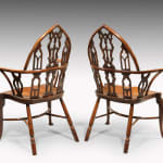 Pair of George II Yew Gothic Windsor Armchairs