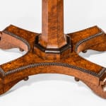 Royal Regency Rectangular Amboyna and Ebony Pedestal Table with Specimen Marble Top