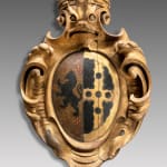 Coulborn antique James II Carved Giltwood and Polychrome decorated pine achievement