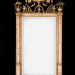 A Pair of Spanish Neoclassical Gilt-Gesso and Pink Marble Bilbao Wall Mirrors