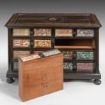 Ebony and Antique Marble-mounted Table Cabinet