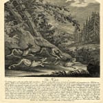 Jonas Zeuner (Kassel 1727-1814 Amsterdam), Verre Églomisé Gold and Silver Reverse Engraved Picture on Glass Depicting a Hunting Scene