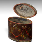 Coulborn antique George III oval papier mache tea caddy