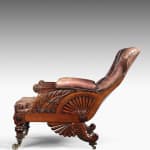 Coulborn antique carved mahogany reclining library chair William Smee