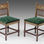 Pair of Regency Rosewood and 'Buhl' Marquetry Antiquarian Side Chairs