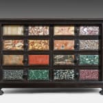 Ebony and Antique Marble-mounted Table Cabinet