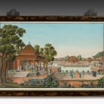 Pair of Chinese Export Gouaches depicting ‘The Emperor of China and his Court’ and ‘The Gardens and Pavilions of the Empress of China’ CHINESE EXPORT